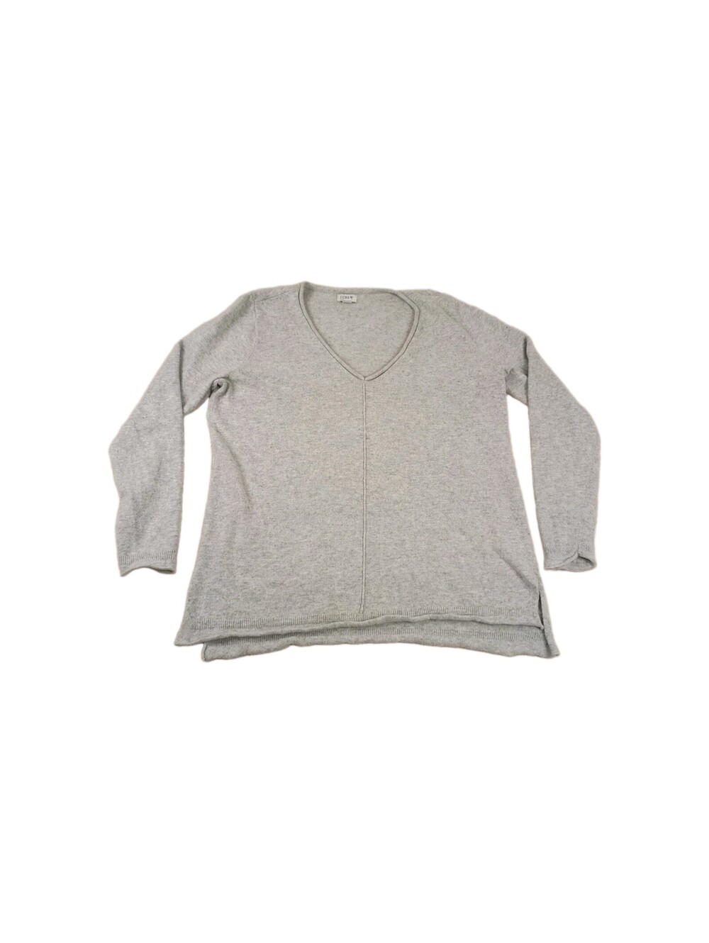 J.Crew Sweater Women Grey V-Neck Marled Wool Blend Textured Long Sleeve M